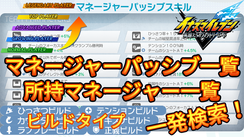 【イナイレV】マネージャーパッシブ・所持マネージャー一覧 検索【攻略】